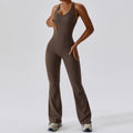 European and american quick-dry compression yoga outfit - dance, workout, and fitness - butt-lifting, tummy-control, bootcut one-piece yoga suit 8117