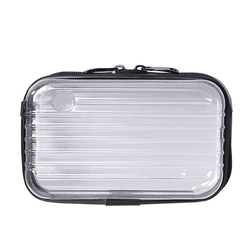 PC transparent hard shell double label cosmetic bag custom gift portable waterproof overnight bag mini jewelry storage box factory