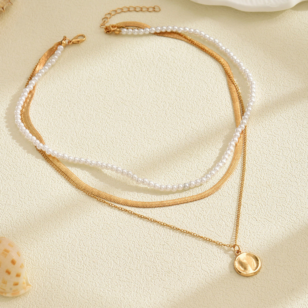 Pearl necklace wholesale fashion cross-border autumn and winter accessories niche style high-end multi-layered round brand sweater necklace for women