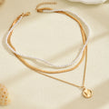 Pearl necklace wholesale fashion cross-border autumn and winter accessories niche style high-end multi-layered round brand sweater necklace for women