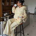fashion cross-border women's hooded sweatshirt suit embroidered letters loose sports two-piece set