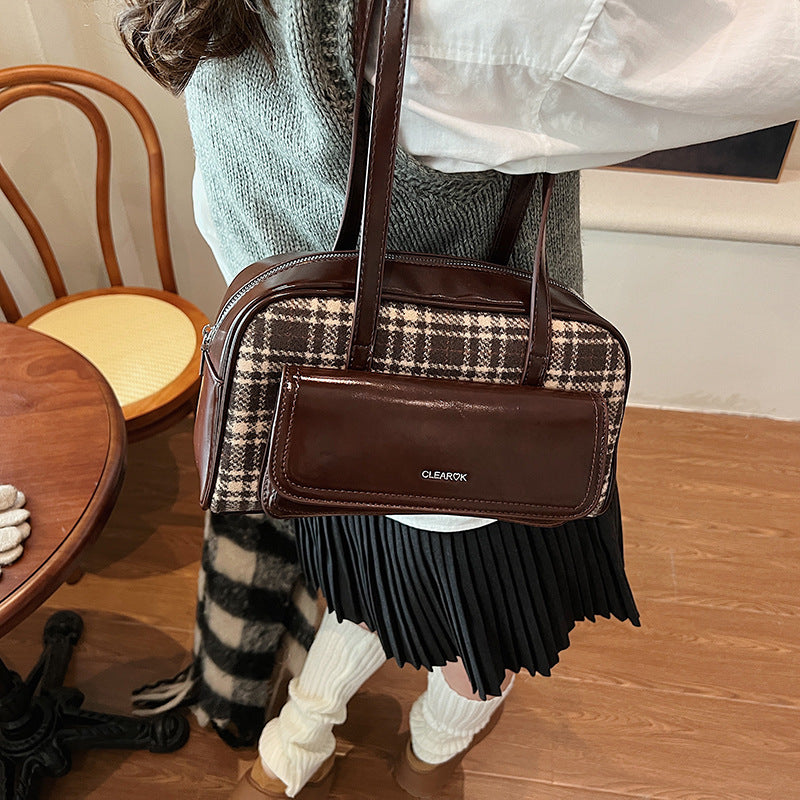 New Year's popular color retro plaid mini lipstick bag texture ins trend red envelope  women's bag oblique span bag