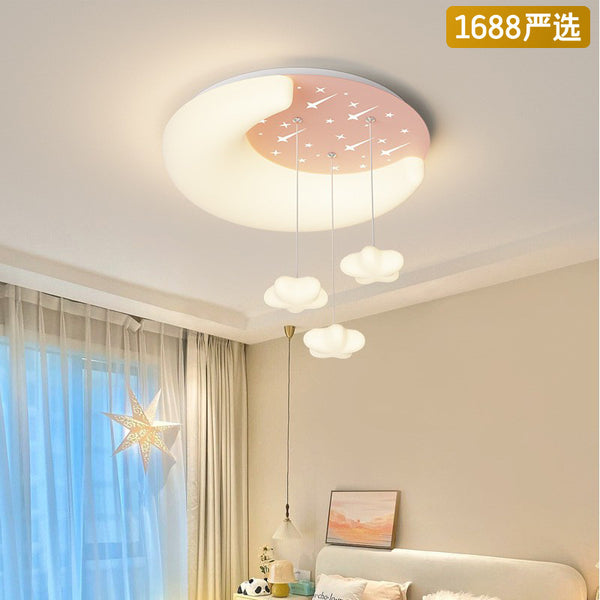 [Strict Selection] Full Spectrum Eye Protection Cream Wind Simple Ceiling Light 2025 Children's Room Star Moon LED Hanging Cable