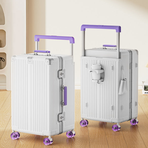Wide tie rod aluminum frame suitcase 26 inch anti-drop steel bearing skating wheel trolley case jelly wheel color scheme suitcase