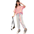 Girls' summer outfit set : stylish and trendy two-piece set for mid-to-large children - lightweight short-sleeve top and shorts for summer