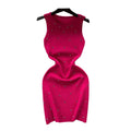 Accessible luxury diamond quiltedknittingdress women's elegant round neck silm short stretch wrap skirt sleeveless vest skirt