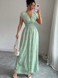 new french-style v-neck summer slim-fit dress