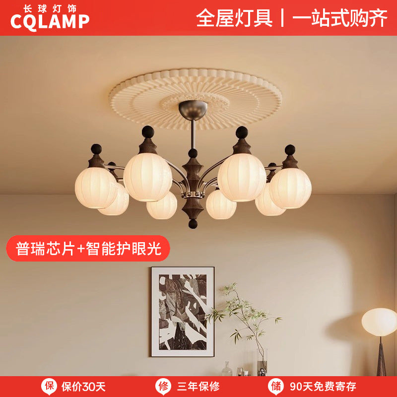 French antique living room chandelier retro high-end solid wood designer bedroom dining room art Zhongshan lighting