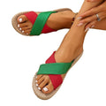 plus size multi-color cross straw sandals women's linen non-slipflats slippers cross-border in stock wholesale