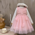 Girls' dress -  autumn new arrival: high-end starry sky sparkle princess dress with lace top, vest, and tutu skirt - trendy style