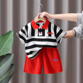 boys' summer outfit: new, fresh, and stylish children's clothing - cool and trendy two-piece short-sleeve set for boys