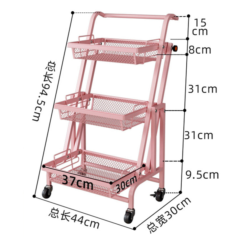 Parallel storage rack balcony movable trolley foldable floor-standing multi-layer snack succulent flower rack living room storage rack