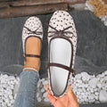 Plus size square heel slip-on flats for women -  summer new french style bow mary janes