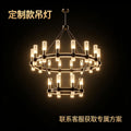 American industrial double-layer ring personalized chandelier house high-ceiling living room multi-head iron chandelier hotel engineering chandelier