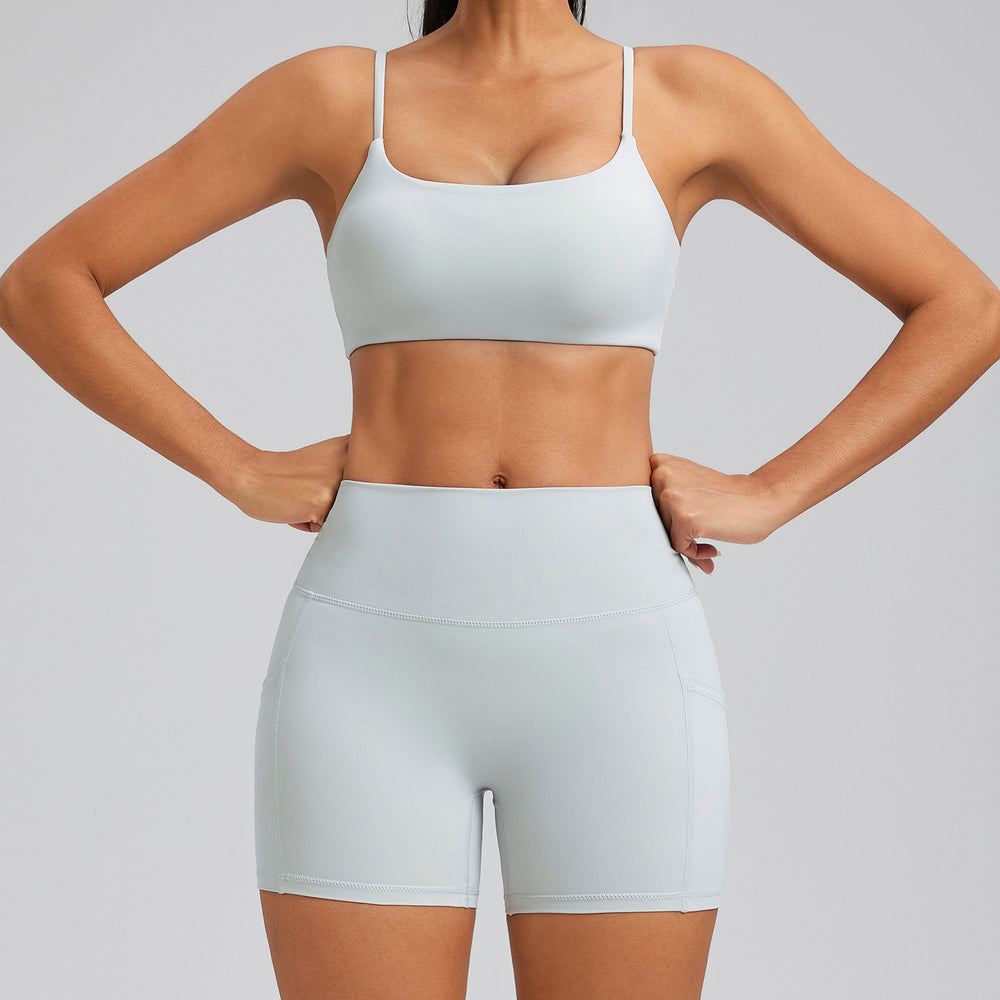 spring/summer new yoga outfit set - outdoor running pocket fitness set - butt-lifting compression sportswear set for women
