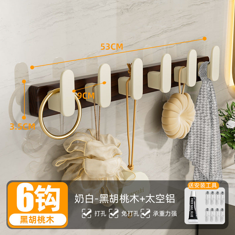 Walnut wood hook - no drilling required, over-the-door coat and hat hook, wall-mounted fixed clothes hook, entryway coat rack