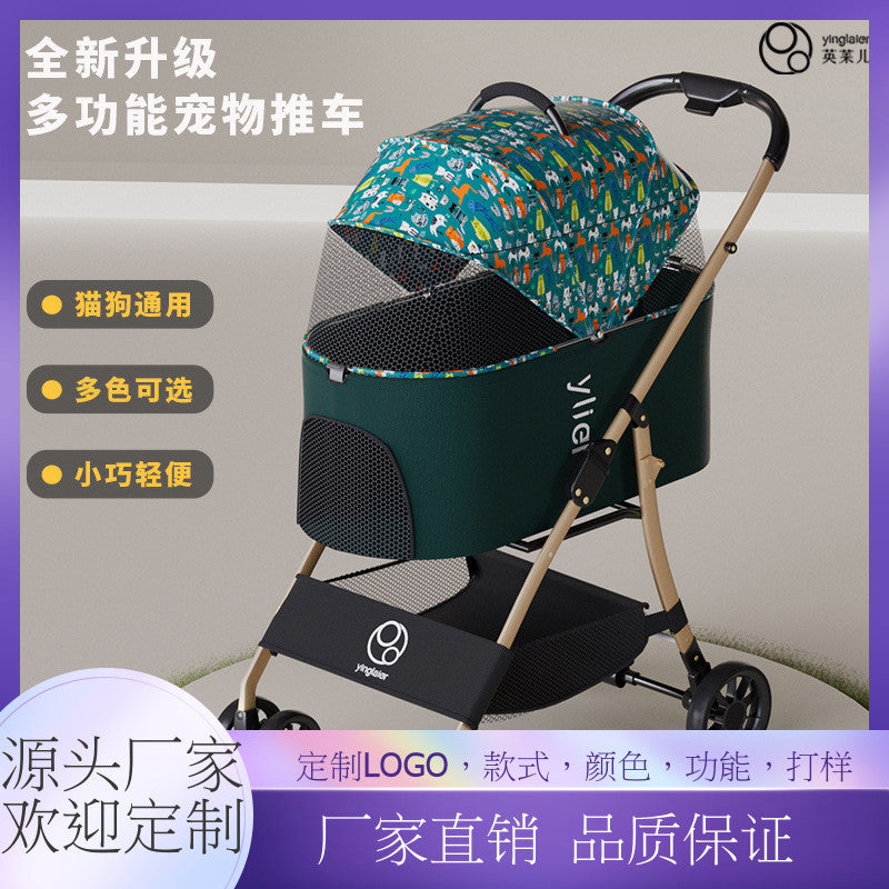 Pet stroller for cats and dogs - lightweight, outdoor, foldable, washable, with detachable carrier - perfect for traveling with your furry friends