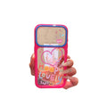 Milky white blue frame transparent large window rainbow heart smiley face english mobile phone case suitable for apple 17 anti-fall protective cover