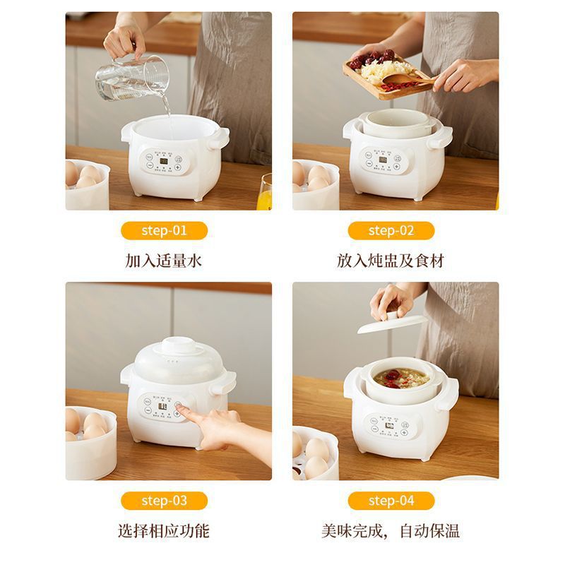 German brand fully automatic electric slow cooker, bird's nest steamer, ceramic baby food pot, soup maker, bb porridge cooker - cross-border e-commerce product