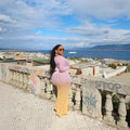 European and american cross-border women's fashion:  autumn new arrival - long sleeve crew neck slim-fit gradient sheer maxi dress