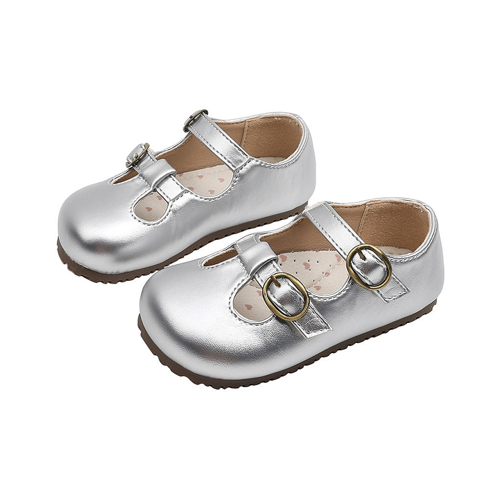 Vancahao girls' black leather shoes, new autumn  collection, soft-soled princess shoes, single shoes, british style baby shoes