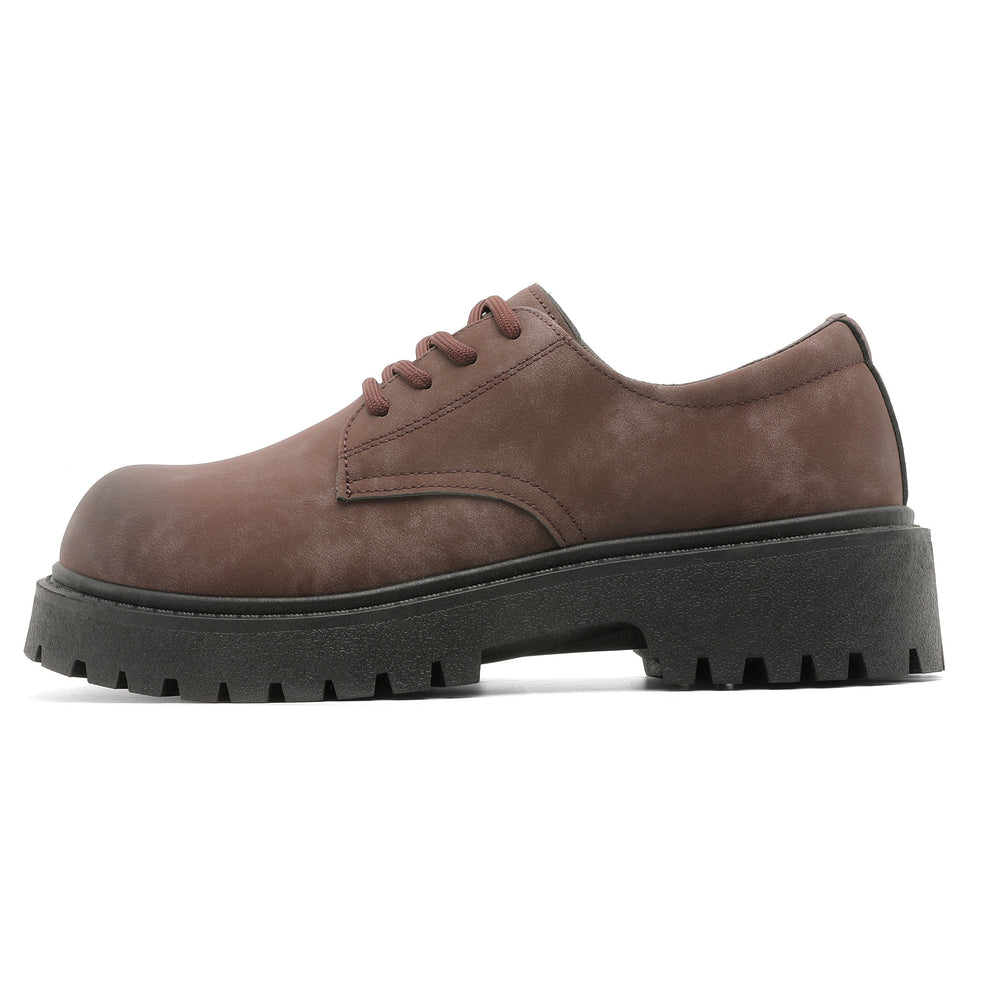 Derby shoes 2026new arrivalspringlow anklebootsmenretroworkwear shoesthick soleincreased breathable suede shoes