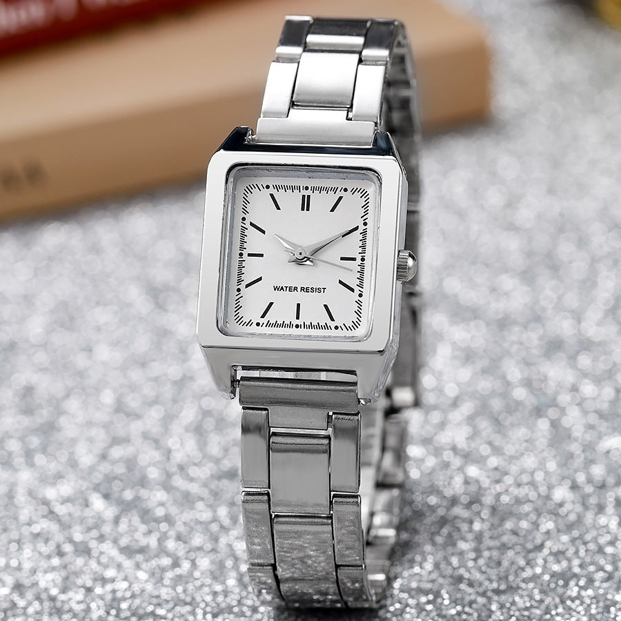 hot-selling small square watch, square women's watch, gold-tone stainless steel band quartz watch, fashionable and elegant watch, manufacturer in-stock wholesale