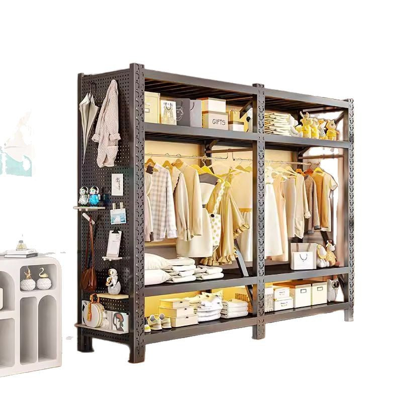For homeshelves wardrobe bedroom simple assembly coat rack open floor standing hole board angle steel clothes rack storage rack