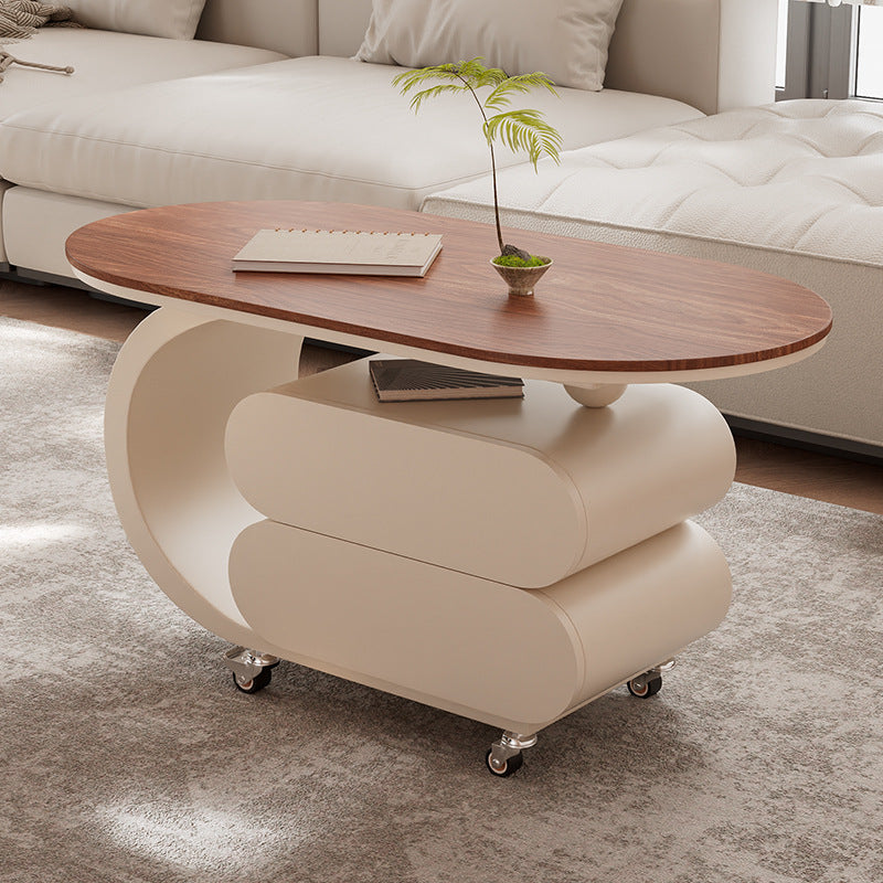 Luxury italian rock slab mobile coffee table - modern minimalist creative coffee table for small apartments and living rooms