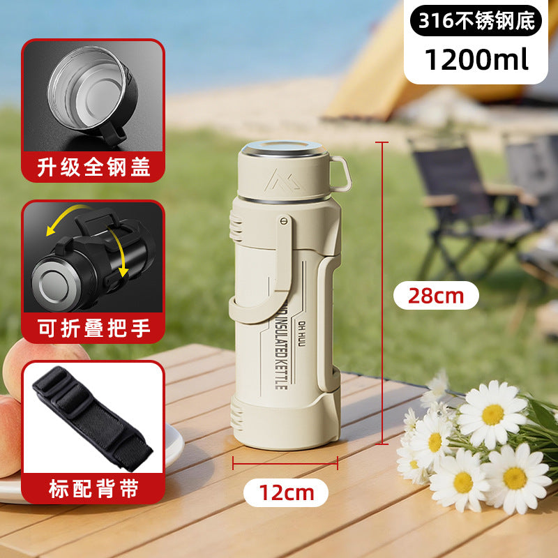 316 stainless steel large capacity collapsible handle thermos kettle - outdoor, car, portable water bottle - travel kettle wholesale with custom logo