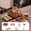 [eighteen-piece set for making tea + roasted milk] ru kiln cup + moon cage pot + roasted milk + stove and drawer set + cup holder + storage tray