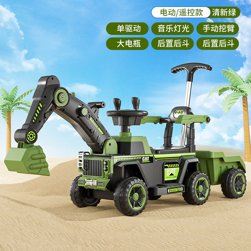 New children's excavator electric seated four-wheeled car large toy excavator baby remote control excavator