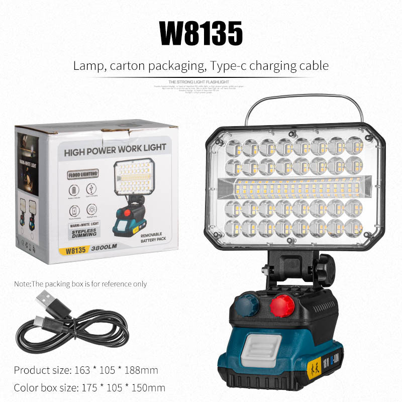 Cross-border new portable work floodlight USB charging large floodlight long battery life LED maintenance emergency lighting