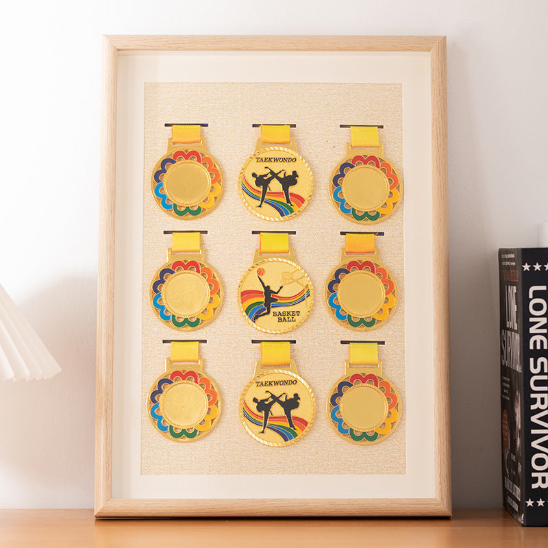 Wooden photo frame table medal storage display photo frame marathon gold medal hollow picture frame 10 inch keep medal