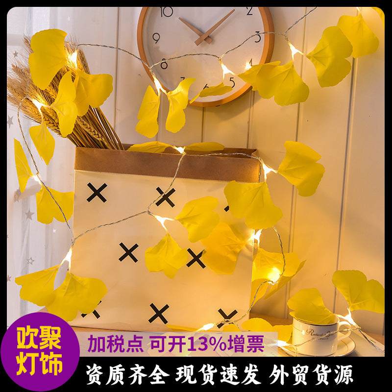 Cross-border new product 10LED ginkgo biloba light string, leaf small lights flashing light string ins girl heart network red light indoor