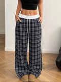 Fashionable elastic waist plaid casual pants for home wear - perfect for , , and cross-border e-commerce
