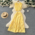 French style autumn outfit: elegant, high-end hollow-out lace embroidered sleeveless cropped top and high-waisted midi skirt set