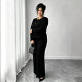 Exportfashion socialite style plus size suit beaded round neck single-breasted short topsloosehigh waist wide leg pants