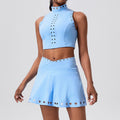 Women's activewear tennis set: customizable short-sleeve two-piece outfit for fitness, yoga, badminton, and outdoor tennis. includes skirt