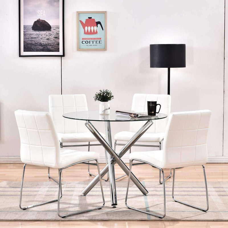 tempered glass dining table - minimalist modern casual reception hall round table - negotiation table - reception table