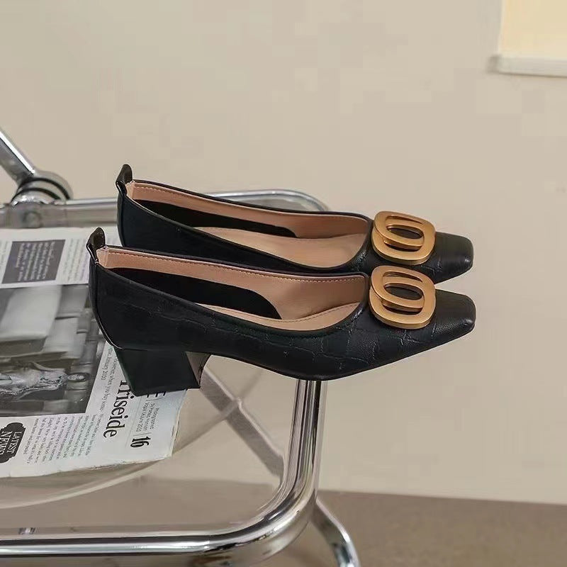 Chunky heel loafers for women - new spring/autumn 2024 collection - slip-on, low-cut, pointed-toe, soft sole, plus size women's shoes