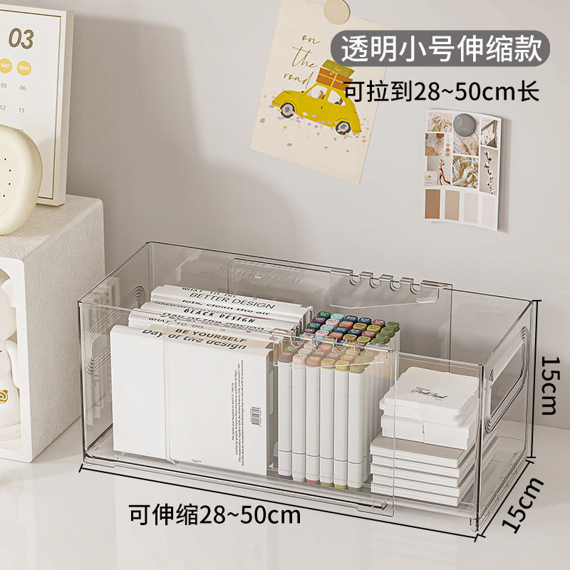 Retractable storage box Household large-capacity cosmetic finishing box Desktop book shelf Free stacking storage