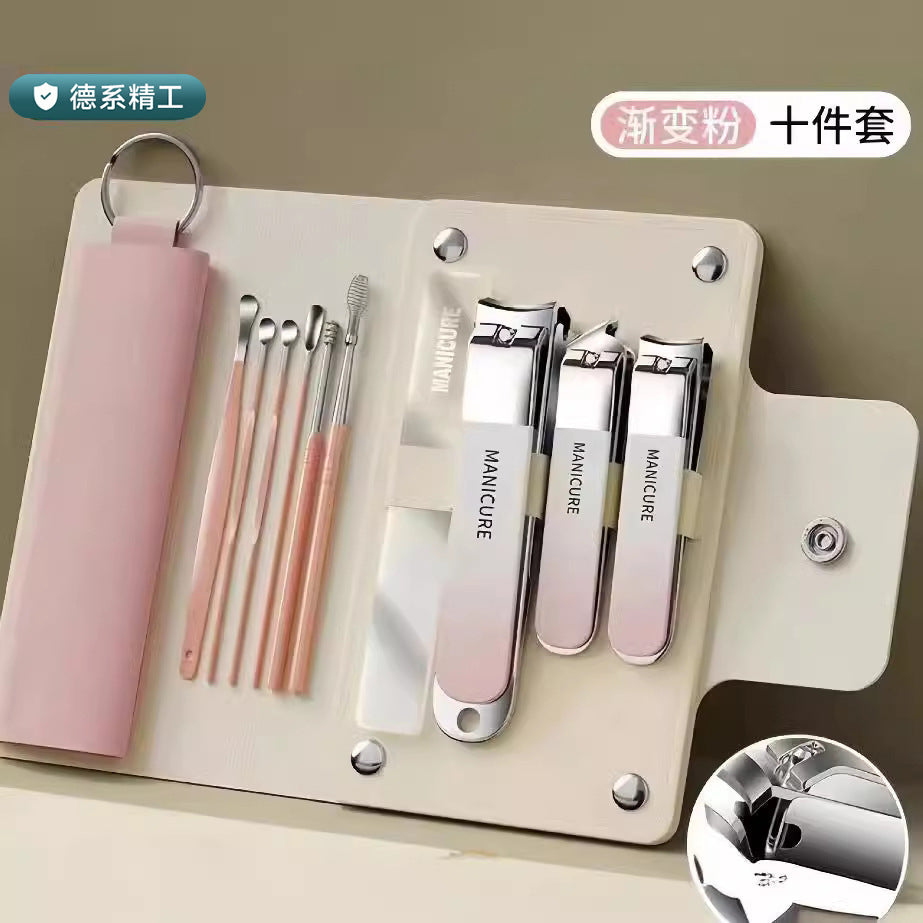 Stainless steel nail clipper set, various manicure sets, nail clipper set, manicure tools, 10-piece set, ready stock wholesale