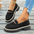 plus size loafers: new autumn  casual slip-on chunky sole women's flats - retro, versatile, and effortless style