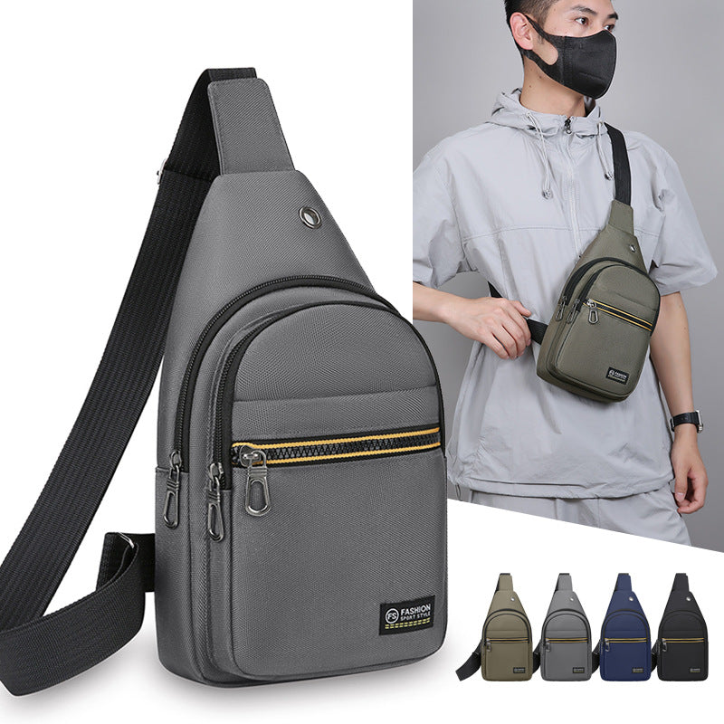 Breast bag 2025 new Oxford cloth messenger bag outdoor simple casual wear-resistant mobile phone bag men's lightweight shoulder bag