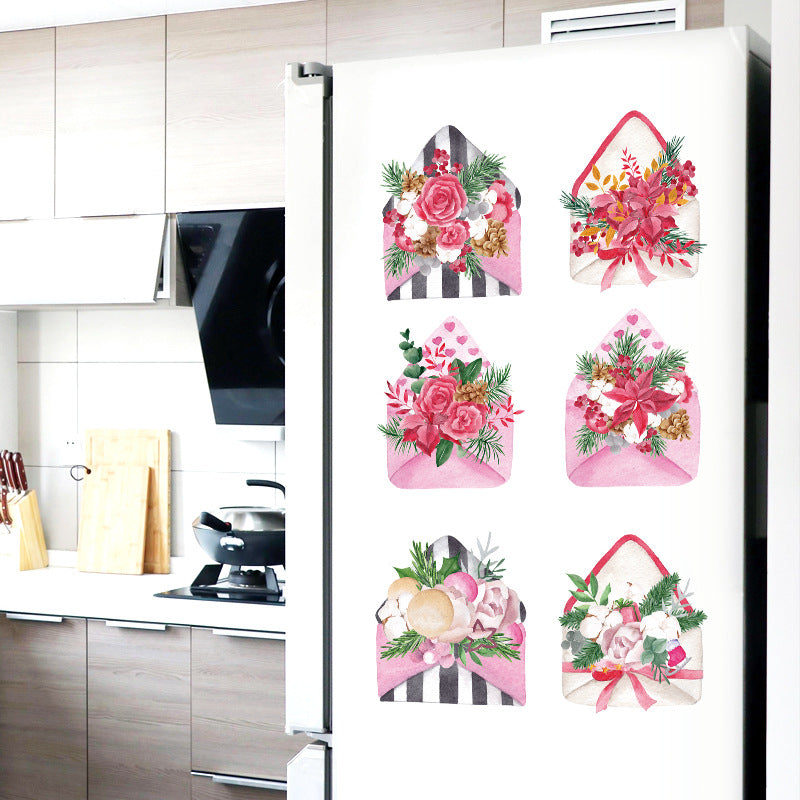 Envelope Bouquet Romantic Bedroom Bedside Sofa Cabinet Entrance Foyer Restaurant TV Decorative Wall Sticker HM82001