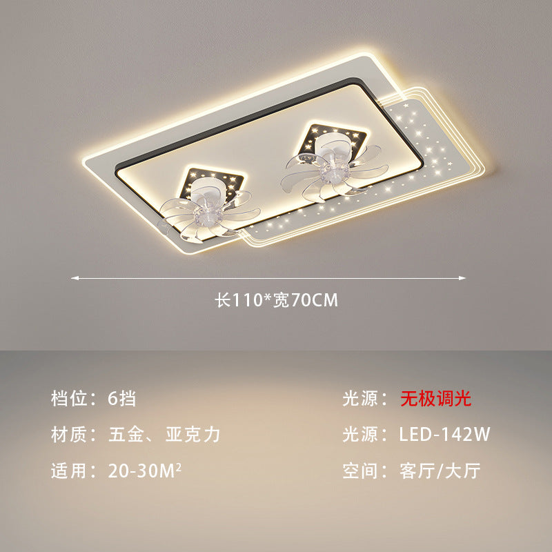 Living room fan light simple modern 2025 new creative led net red light bedroom chandelier ceiling fan lighting