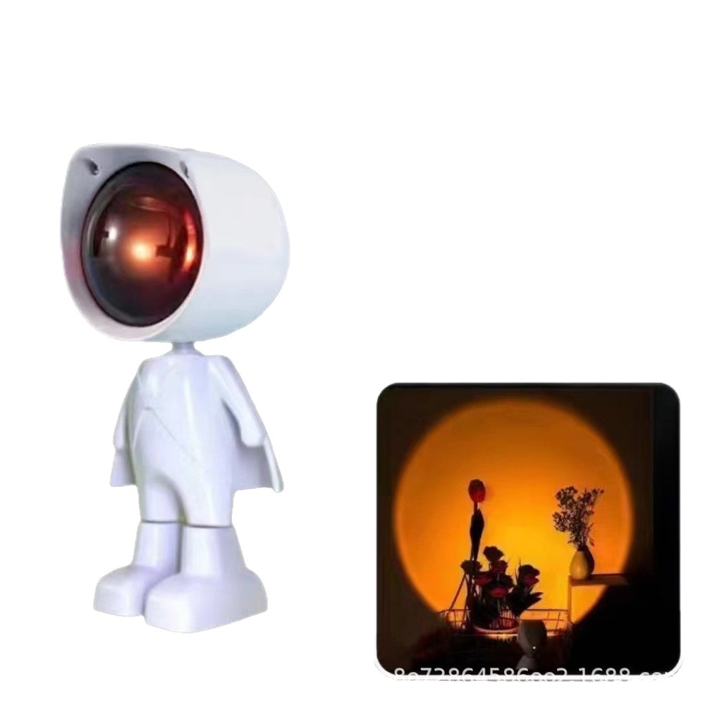 Easy-to-carry little flying man rainbow astronaut sunset lamp - trendy sunset projection night light for bedroom ambiance & photoshoots