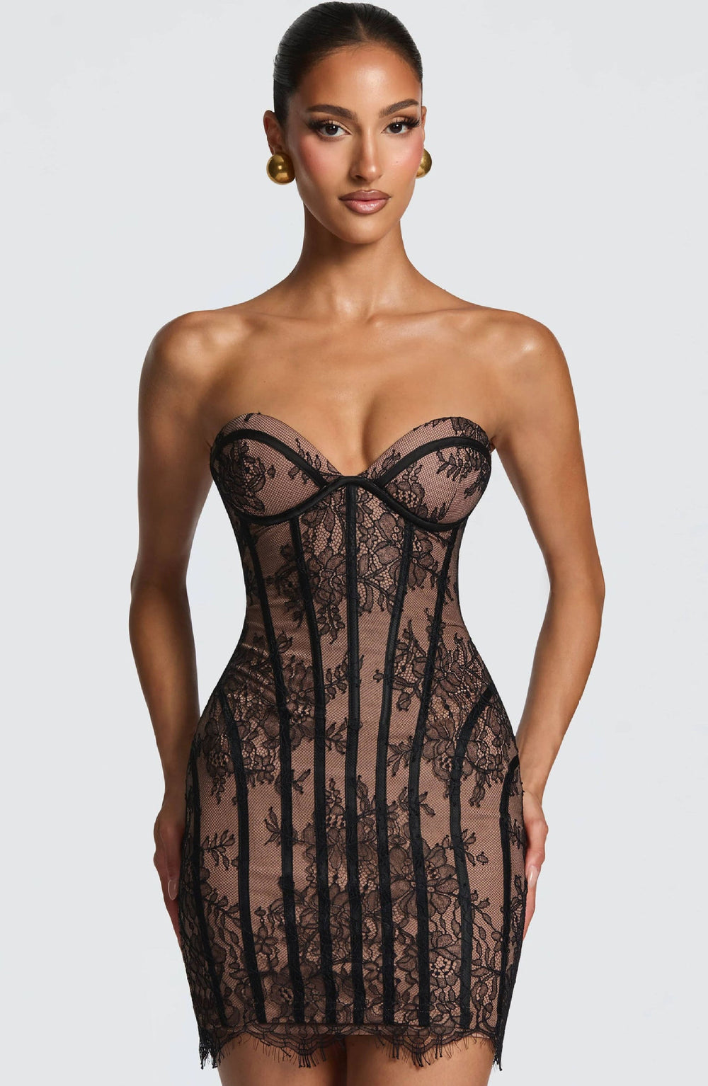 european and american women's clothing  spring/summer new lace bandeau striped high-waisted bodycon slimming bodycon dress