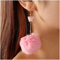 European and american cross-border new jewelry fashion mink stuffed ball pendant earrings european and american creative fall and winter butterfly earrings
